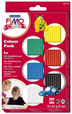 Staedtler® Modelliermasse FIMO® kids Colour pack - basic, Kunststoff, 6 x 42g 803201
