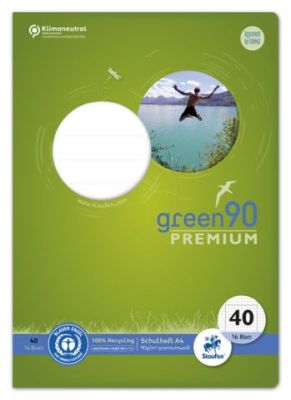 Staufen® green Heft - LIN40, A4, 16 Blatt, 90 g/qm, 5 mm kariert mit Umrandung 040782040