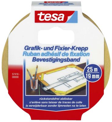 tesa® Fixierband Grafik- und Fixier-Krepp - 25 m x 19 mm, Papier, beige 57416-00000-02