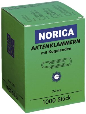 NORICA Büroklammern mit Kugelenden - 24 mm glatt, verzinkt, 1.000 Stück 2210