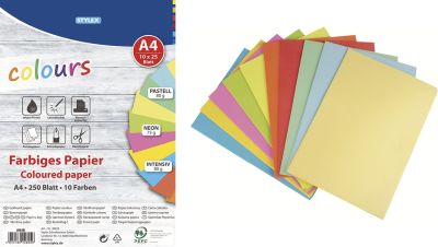 STYLEX® Kopierpapier - A4, 75/80 g/qm, 250 Blatt, sortiert 40825