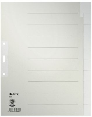 Leitz 1221 Register - Tauenpapier, blanko, A4 Überbreite, 10 Blatt, grau 1221-00-85
