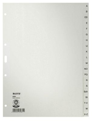 Leitz 4300 Register - A - Z, Papier, A4, 30 cm hoch, 20 Blatt, grau 4300-00-85