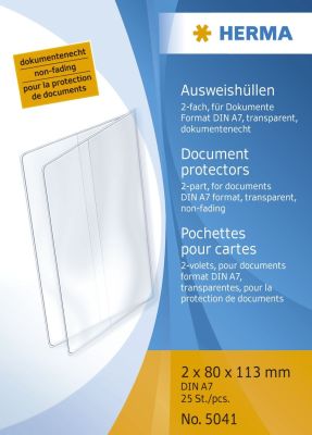 Herma 5041 Ausweishüllen - 2x 80x113 mm (A7) Klapphüllen, geprägt, dokumentenecht 5041