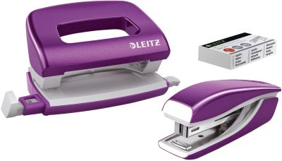 Leitz 5561 Set Mini Locher Heftgerät NeXXt WOW - violett metallic 5561-20-62