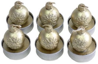 'Teelichter Weihnachten ''Kugel mit Schneeflocke'' - gold, 6 Stück' N19041-4009-2/B