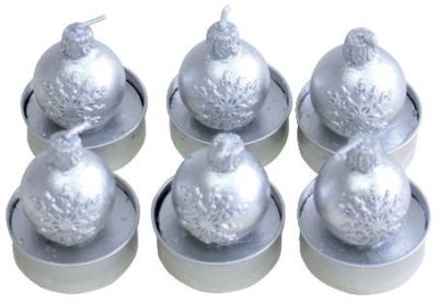 'Teelichter Weihnachten ''Kugel mit Schneeflocke'' - silber, 6 Stück' N19041-4010-2/B
