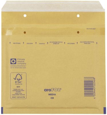 aroFOL® Luftpolstertaschen CD, 180x165 mm, braun, 10 Stück 2FVAF000073