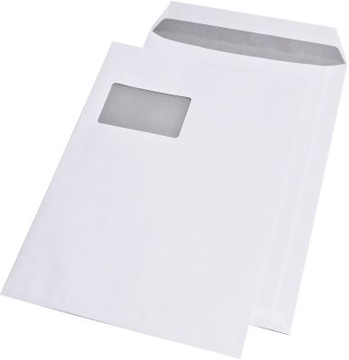 MAILmedia® Versandtaschen C4 , mit Fenster, selbstklebend, 90 g/qm, weiß, 250 Stück 30005515