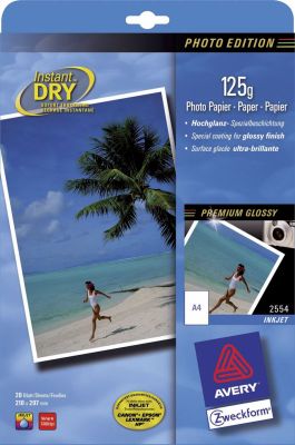 Avery Zweckform® 2554 Classic Inkjet Fotopapier - DIN A4, glänzend, 125 g/qm, 20 Blatt 2554