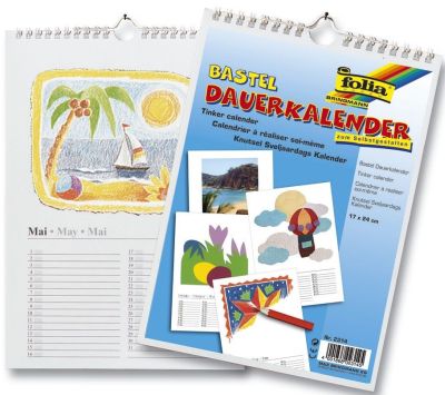 Folia Bastelkalender - A4, blanco, weiß, 13 Blatt + 1 zusätzliches Deckblatt 2313