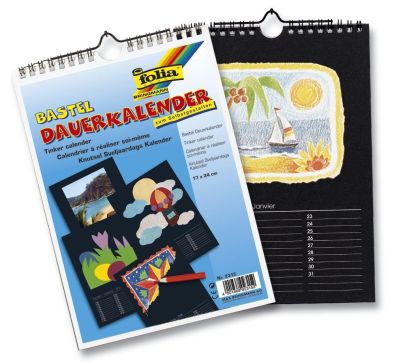 Folia Bastelkalender - 17 x 24 cm, schwarz, 13 Blatt + 1 zusätzliches Deckblatt 2315