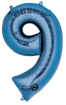 amscan® Folienballon XXL Zahl 9 - blau 2829701