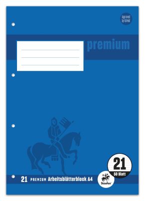 Staufen® Arbeitsblätterblock PREMIUM LIN 21 - A4, 80 g/qm, 50 Blatt, beidseitig liniert mit Rahmen 734044241