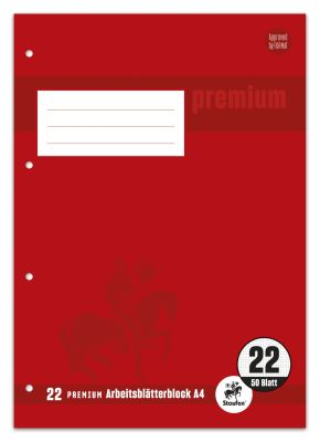 Staufen® Arbeitsblätterblock PREMIUM LIN 22 - A4, 80 g/qm, 50 Blatt, beidseitig kariert mit Rahmen 734044242