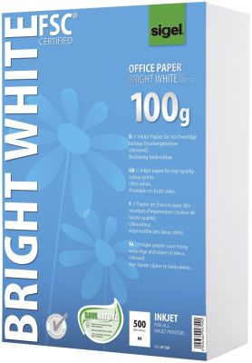 SIGEL Office Papier BRIGHT WHITE, ultraweiß, 100 g/qm, A4, 500 Blatt IP150