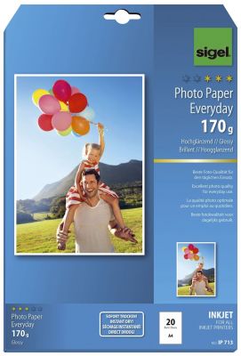SIGEL Inkjet Fotopapier Everyday - A4, hochglänzend, 170 g/qm, 20 Blatt IP713