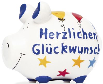 KCG 'Spardose Schwein ''Herzlichen Glückwunsch'' - Keramik, klein' 101635