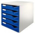 Leitz 5280 Schubladenset Post-Set - A4/C4, 5 halboffene Schubladen, lichtgrau/blau 5280-00-35
