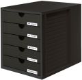 HAN Schubladenbox SYSTEMBOX - A4/C4, 5 geschlossene Schubladen, schwarz 1450-13