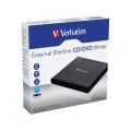 VERBATIM Externer Slimline CD/DVD-Brenner, mobiles externes Laufwerk, schnelle Datensicherung, mit Nero Burn & Archive - schwarz VER98938