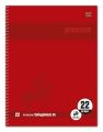 Staufen® Collegeblock Premium LIN 22 - A5, 80 Blatt, 90 g/qm, rot, kariert mit Rand innen 734500122