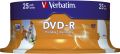 Verbatim DVD-R - 4.7GB/120Min, 16-fach/Spindel, bedruckbar, Packung mit 25 Stück 43538
