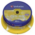 Verbatim DVD+RW - 4.7GB/120Min, 4-fach/Spindel, Packung mit 25 Stück VER43489